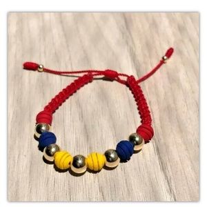 Colombia Unisex Bracelet ~18k Gold Laminated Beads and Neoprene Beads.